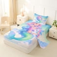 thumbnail image 2 of Feelyou Dreamy Unicorn Mermaid Twin Sheet Sets for Girls, Watercolor Galaxy Bedding, Blue Pink, 3pcs, 2 of 5