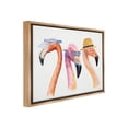 thumbnail image 4 of Stupell Industries Summer Flamingo Fashion Animals & Insects Painting Brown Floater Framed Canvas Art Print Wall Art, 21 x 17, 4 of 10
