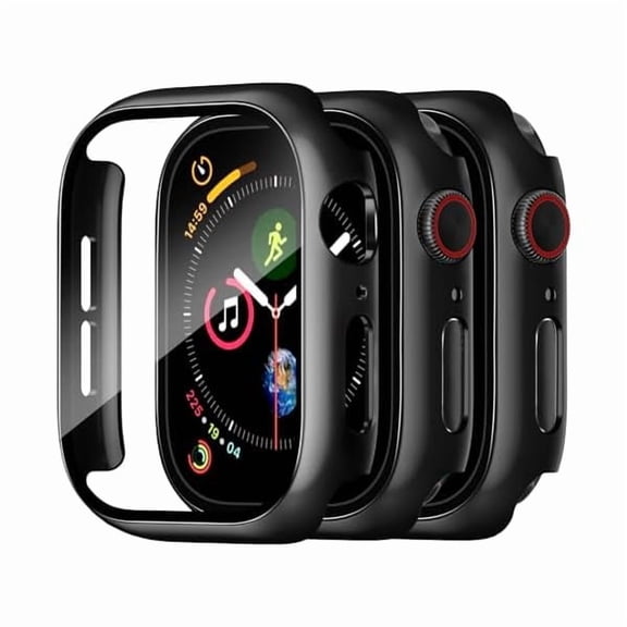 can 3 Pack Case Compatible with Apple Watch 44mm SE SE2 SE3 Series 6/5/4 Built-in Screen Protector, All-Around Ultra-Thin Bumper Full Cover Hard PC Protective Case for iWatch 44MM, Black