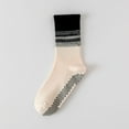 thumbnail image 3 of Gradient Ribbed Crew Socks with Non-Slip Grip Bottom for Indoor or Studio Everyday Use - Black And White, 3 of 3