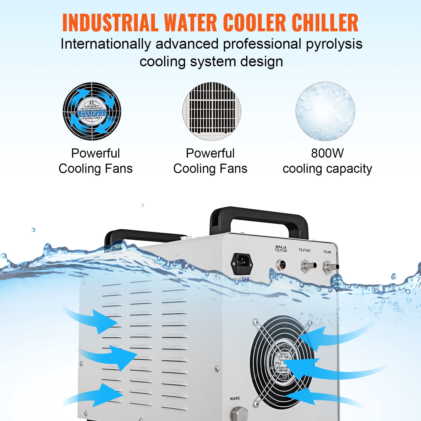 Water Chiller,CW-Industrial Water Chiller 7L,Water Cooling System,Thermolysis Type Water Cooling Chiller Machine for 60W 80W Laser Engraving Machine (CW-5000W)