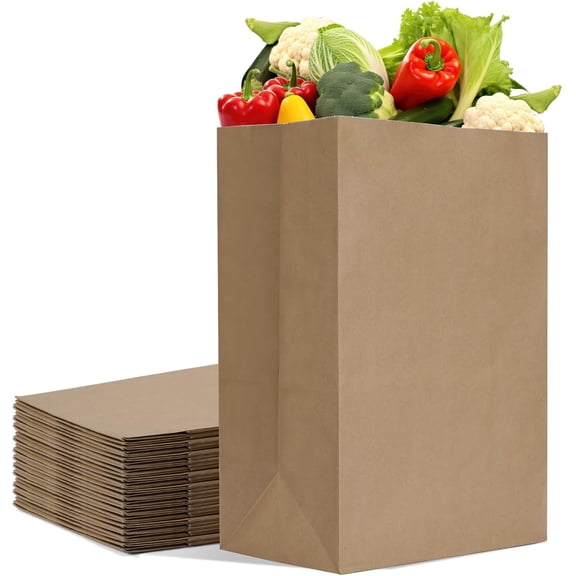 Paper Grocery Bags 12 x 7 x 17 Inches 25 Pack Bulk 60 Lbs Basis