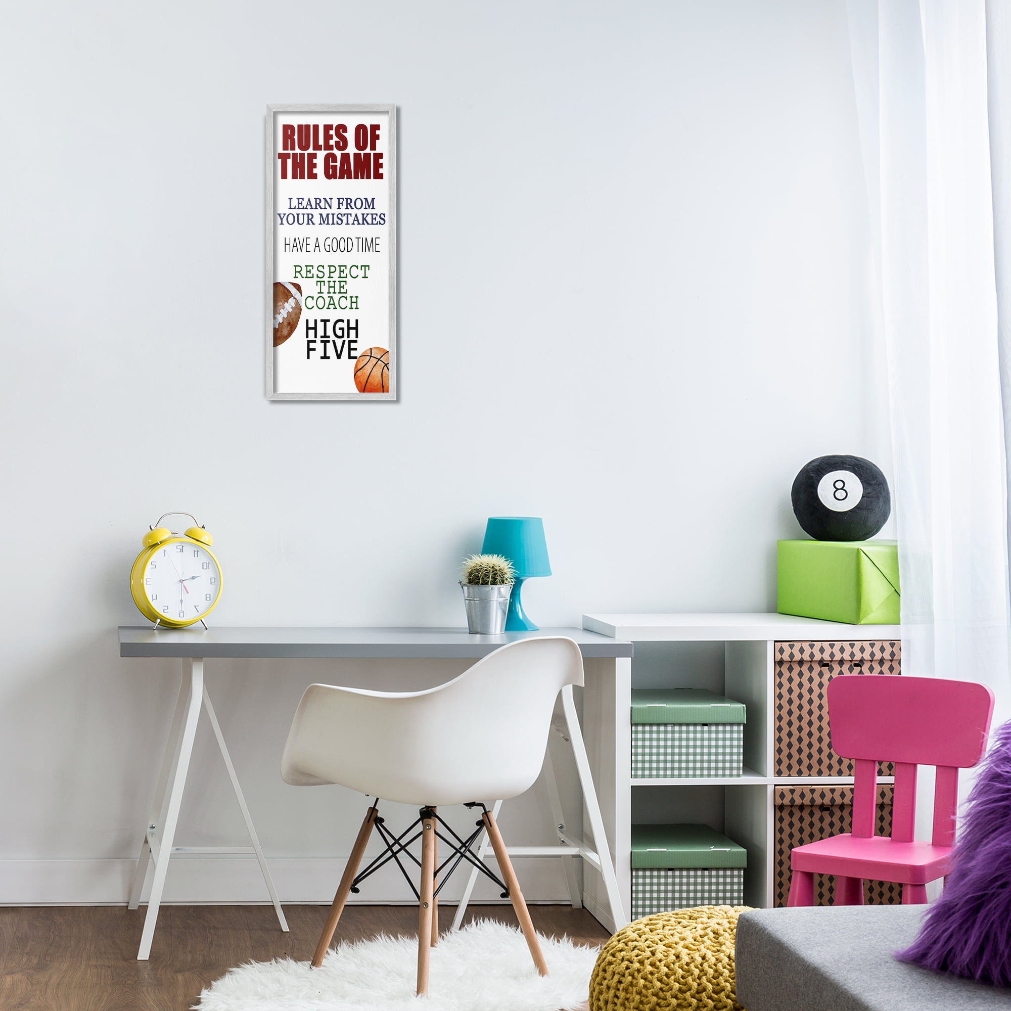 Motivational Rules Of The Game Gray Framed Giclee Art, design by Kim Allen