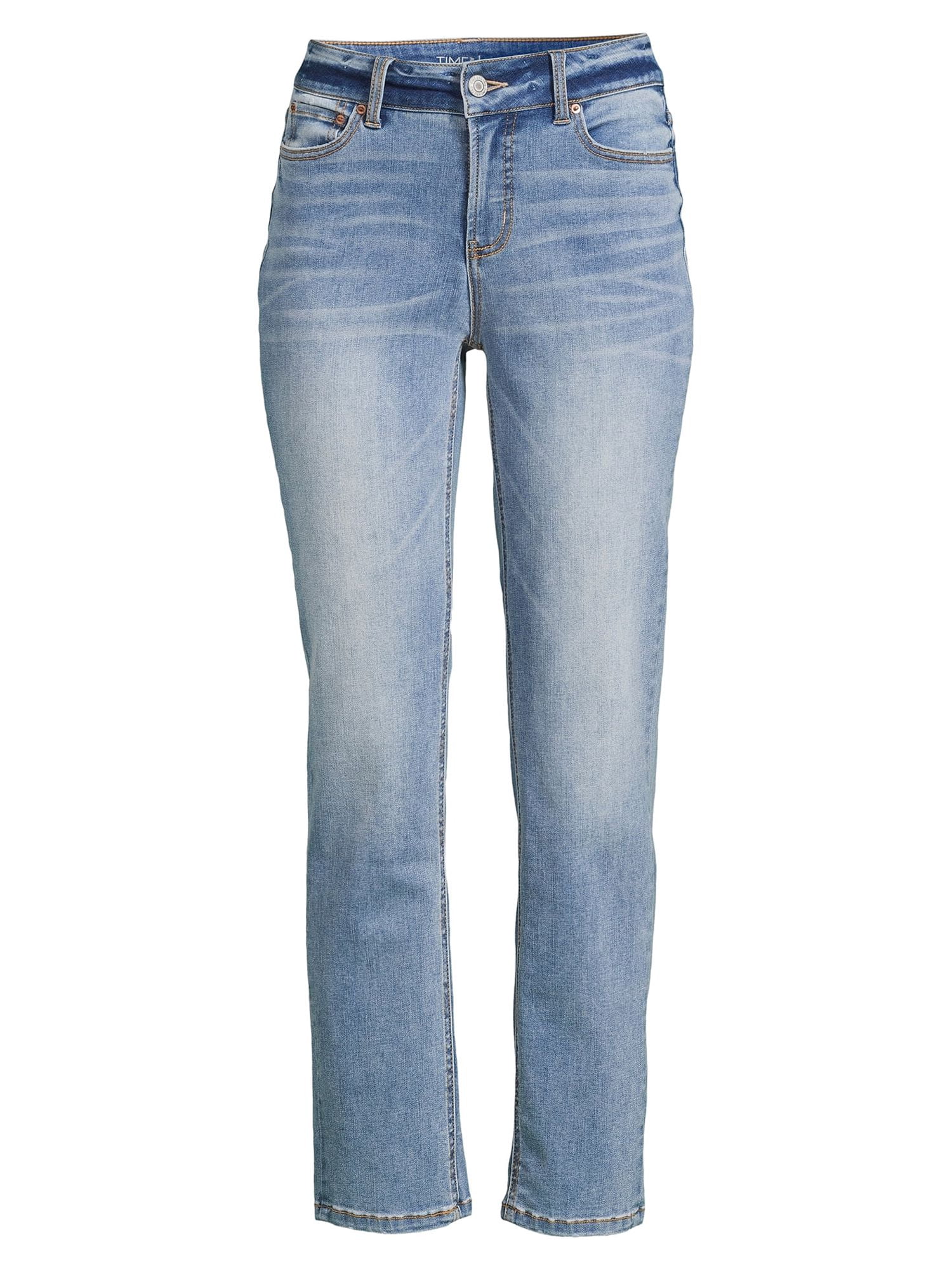 Time and Tru Women’s Mid Rise Straight Jeans, 29" Inseam for Regular, Sizes 2-18
