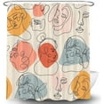thumbnail image 3 of Boho Abstract Aesthetic Art Shower Curtain, Minimalist Cute Women Floral Design Beige Fabric Shower Curtains Set for Bathroom, Feminine Restroom Decor Accessories with Hooks 72X 72 Inch, 3 of 6