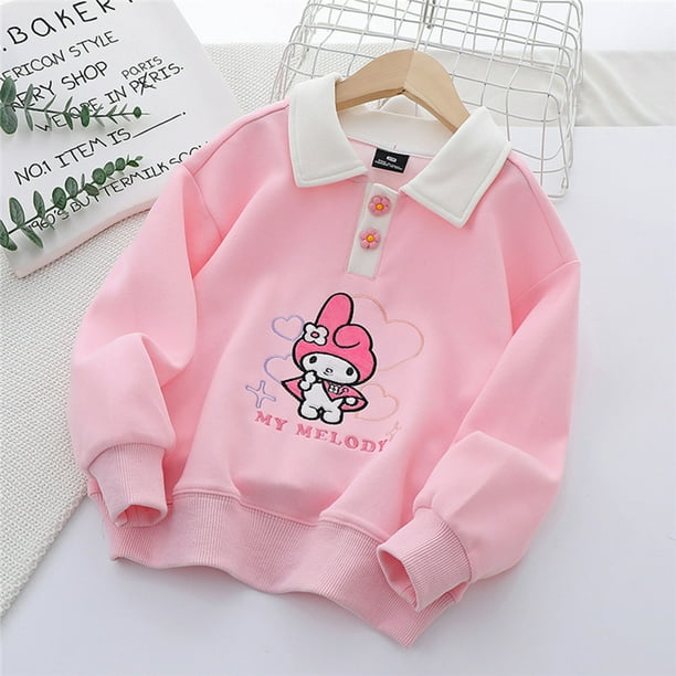 Sanrioed Lapel Hoodie T Shirt for Girls My Melody Anime Korean Style Kids Lapel Sweatshirts Cute Clothes Sweaters Pullovers Tops Walmart en linea