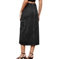 thumbnail image 6 of Women Denim Midi Skirt High Waisted Button Up Casual Slit Jean Skirts, 6 of 12