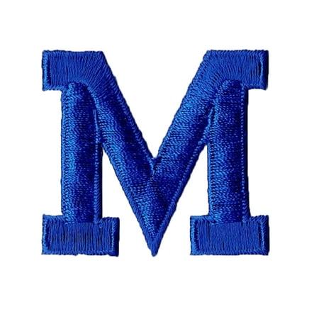 Alphabet Letter  M  Color Royal Blue  2" Block Style  Iron On