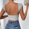 thumbnail image 5 of Women's Summer Round Neck Sexy Backless Short Knitting T-Shirt Top Blouse, Stylish and Slim Fit Knit Tee, Perfect for Casual and Outdoor Wear, Available in Multiple Sizes and Colors, 5 of 6