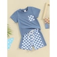 thumbnail image 2 of Bagilaanoe 2pcs Toddler Baby Boy Shorts Set Short Sleeve T Shirt Tops + Checkerboard Shorts 6M 12M 18M 24M 3T Kids Casual Summer Clothes, 2 of 8