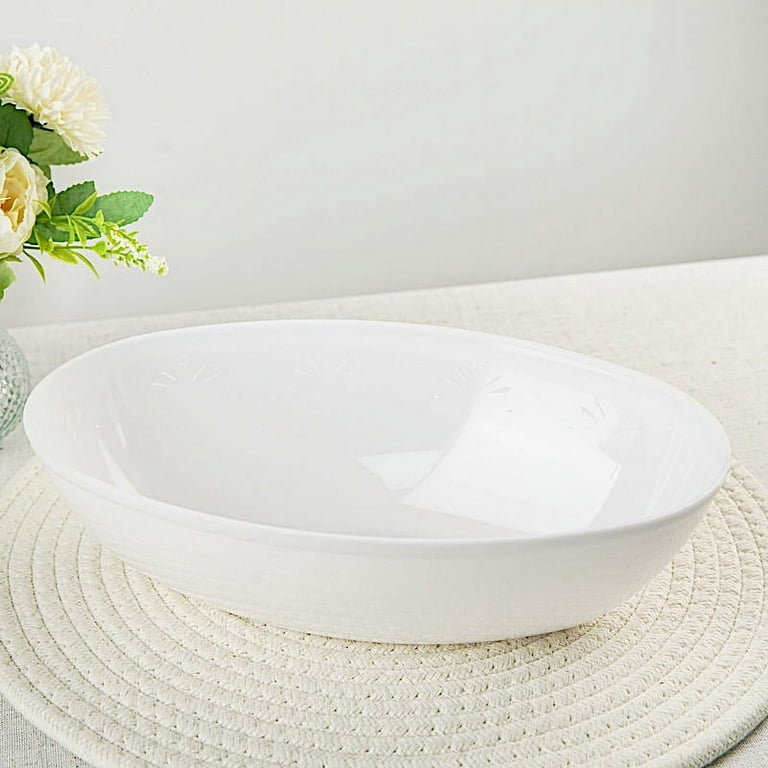 Modern Disposable Oval Serving Bowls 64oz, Plastic Large Servingware,  Clear, White, Black Serving Bowls, Deluxe Wedding & Party Supplies 
