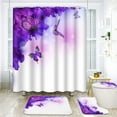 thumbnail image 6 of FMSHPON Purple Butterfly 4 Piece Bathroom Set Shower Curtain Bath Rug Contour Mat and Toilet Lid Cover, 6 of 8