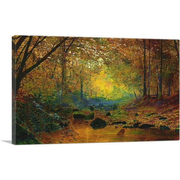 ARTCANVAS On the River Greta - Lake District, England Canvas Art Print by John Atkinson Grimshaw - Size: 26" x 18" (0.75" Deep)