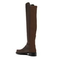 thumbnail image 4 of YDN Women Stretchy Pull On Round Toe Flats Knee High Boots Bi-Material Low Block Heel Long Boots Office Formal Shoes Size 7 Brown, 4 of 4