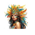 thumbnail image 3 of Adhesivo de pared con retrato colorido de niña con tocado de plumas, 3 of 4