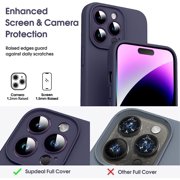 Liquid Silicone Case for iPhone 14 Pro, [True Liquid Silicone] [Anti Fingerprint] 4 Layer Phone Case Protective Cover, Full Coverage Around Camera & Built-in Microfiber, 6.1, Blue