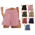 thumbnail image 4 of Pantalones Cortos Fruncidos,Pantalones Cortos De Verano para Mujer Pantalones Cortos Casuales Elegantes Pantalones Cortos De Cintura Elástica para Mujer Altamente Versátiles, 4 of 6
