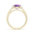thumbnail image 2 of ANGARA Natural Round 1.7 ct Amethyst Cathedral Ring with Diamond Halo in 14K Yellow Gold for Women (Size-8mm) | February Birthstone, Anniversary, Jewelry Gift for Women | Natural Amethyst Ring, 2 of 9