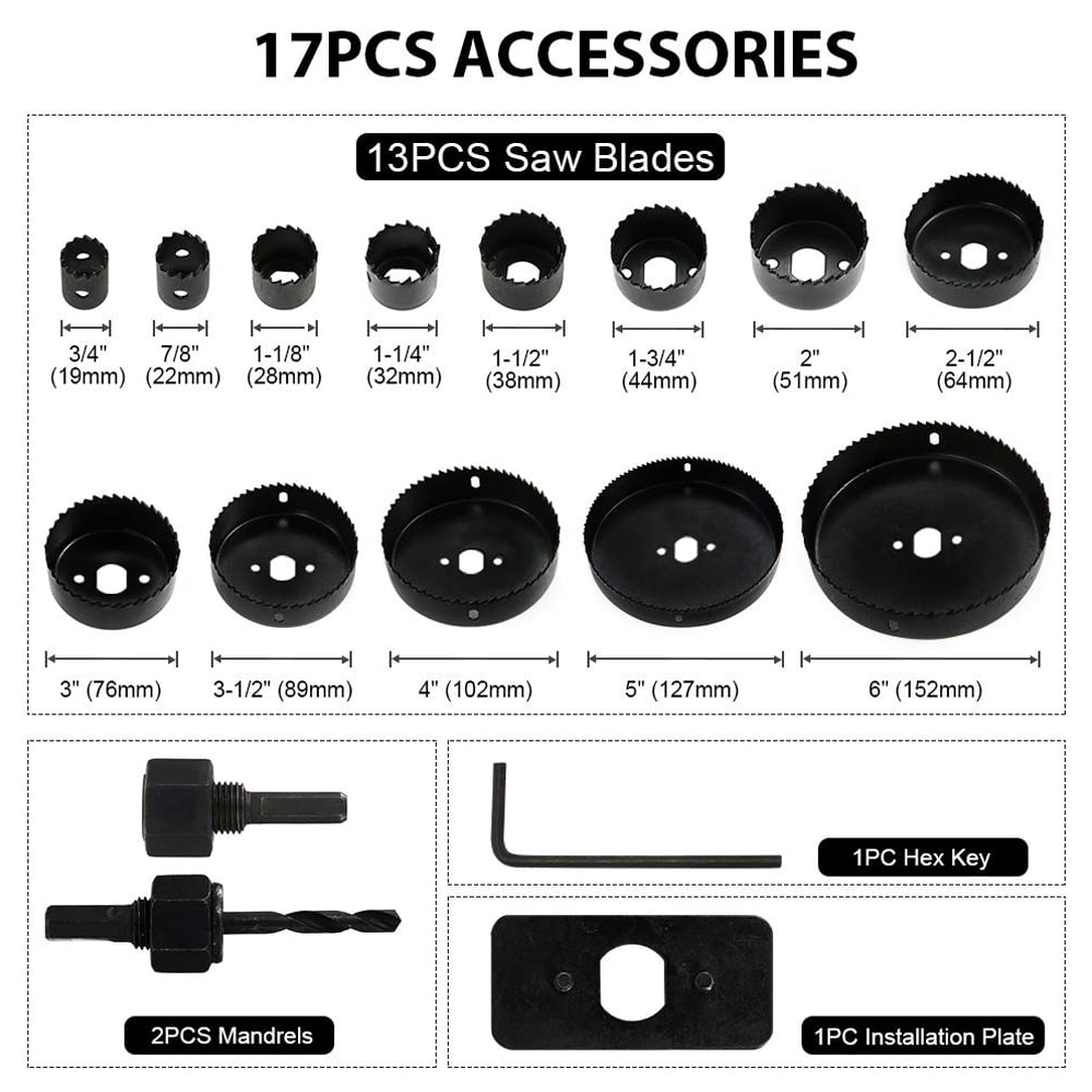 CACAGOO Hole Saw Kit 17 PCS 3/4