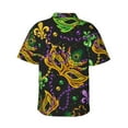 thumbnail image 3 of Kll Men'S Hawaiian Shirt Short Sleeve Button Down Beach Shirts-Mardi Gras Surface, 3 of 8