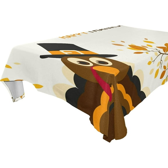 SKYSONIC Thanksgiving Turkey Tablecloth Waterproof Washable Polyester Square Table Cover Durable Tablecloth for Kitchen Dining Table Party Decor (60 X 60 Inch)