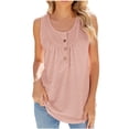 thumbnail image 1 of Birdeem Mode Femmes Décontracté Confortable Uni Col Rond Sans Manches Bouton Haut Blouse T-Shirt, 1 of 12