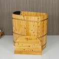thumbnail image 4 of JRYTIN  34” Handcrafted Cedar Wood Japanese Soaking Tub with Lid Deep Soaking Experience Portable Square Freestanding Wood Tub, 4 of 9