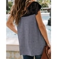 thumbnail image 4 of QUINDOS Womens Shirts Black Summer Yoga Tops Printing V-Neck Lace Sexy Vest Sling Camisole Sleeveless T-Shirt Womens Tank Tops, 4 of 5