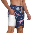 thumbnail image 3 of Picia Dinosaur pattern Mens Swim Trunks with Compression Liner Stretch Beach Shorts Quick Dry with Zipper Pockets No-Chafing Board Shorts-Large, 3 of 9
