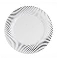 thumbnail image 1 of Party Essentials N787051 Assiette Tourbillon Divin, 7 Pouces, Blanc/argent (Lot de 420), 1 of 5