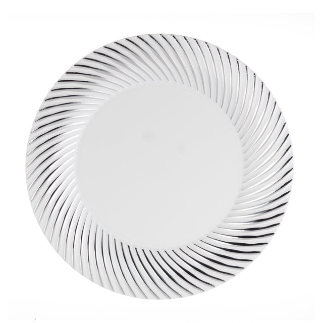 Party Essentials N787051 Assiette Tourbillon Divin, 7 Pouces, Blanc/argent (Lot de 420)