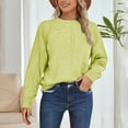 thumbnail image 2 of FYDUU Womens Sweaters Tops Trendy Women's Knitted Pullover Sweater Casual Loose Fit Hollow Out Round Neck Long Sleeve Shirts Autumn Comfortable Soft Top Commuting Sweaters, 2 of 7