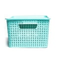 thumbnail image 3 of Homz Compact Medium Size Woven Plastic Basketweave Storage Box w/Lid, Light Blue, 3 of 7