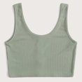 thumbnail image 6 of BLVB Women's Ribbed Knit Scoop Neck Sleeveless Plain Crop Tank Top Button Front Tank Shirts Vest, 6 of 7