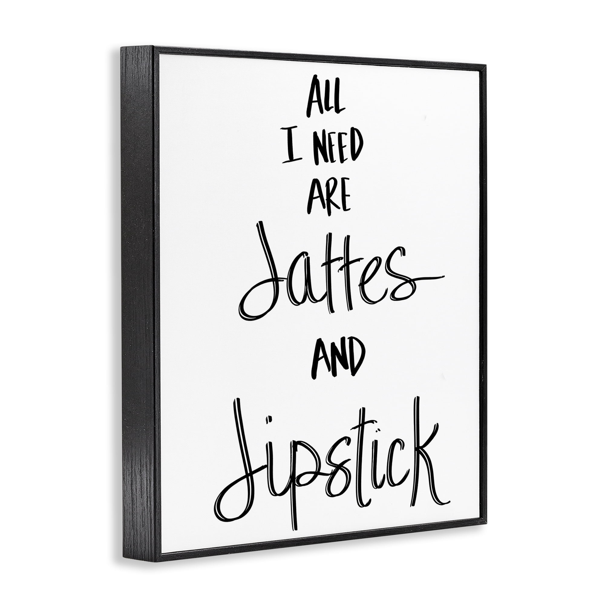 Stupell Industries Need Lattes & Lipstick Beauty & Fashion Painting Black Framed Art Print Wall Art, 11 x 14