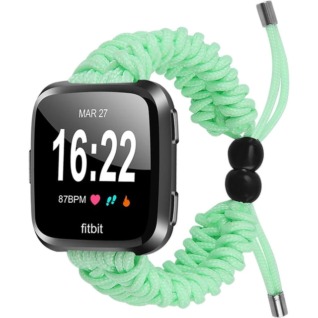 REQO Compatible with Fitbit Versa 2 Bands, Woven Nylon Friendship Rope Outdoor Survival Weave Adjustable Replacement Straps Wristbands Accessories for Versa Lite,Versa 2,SE