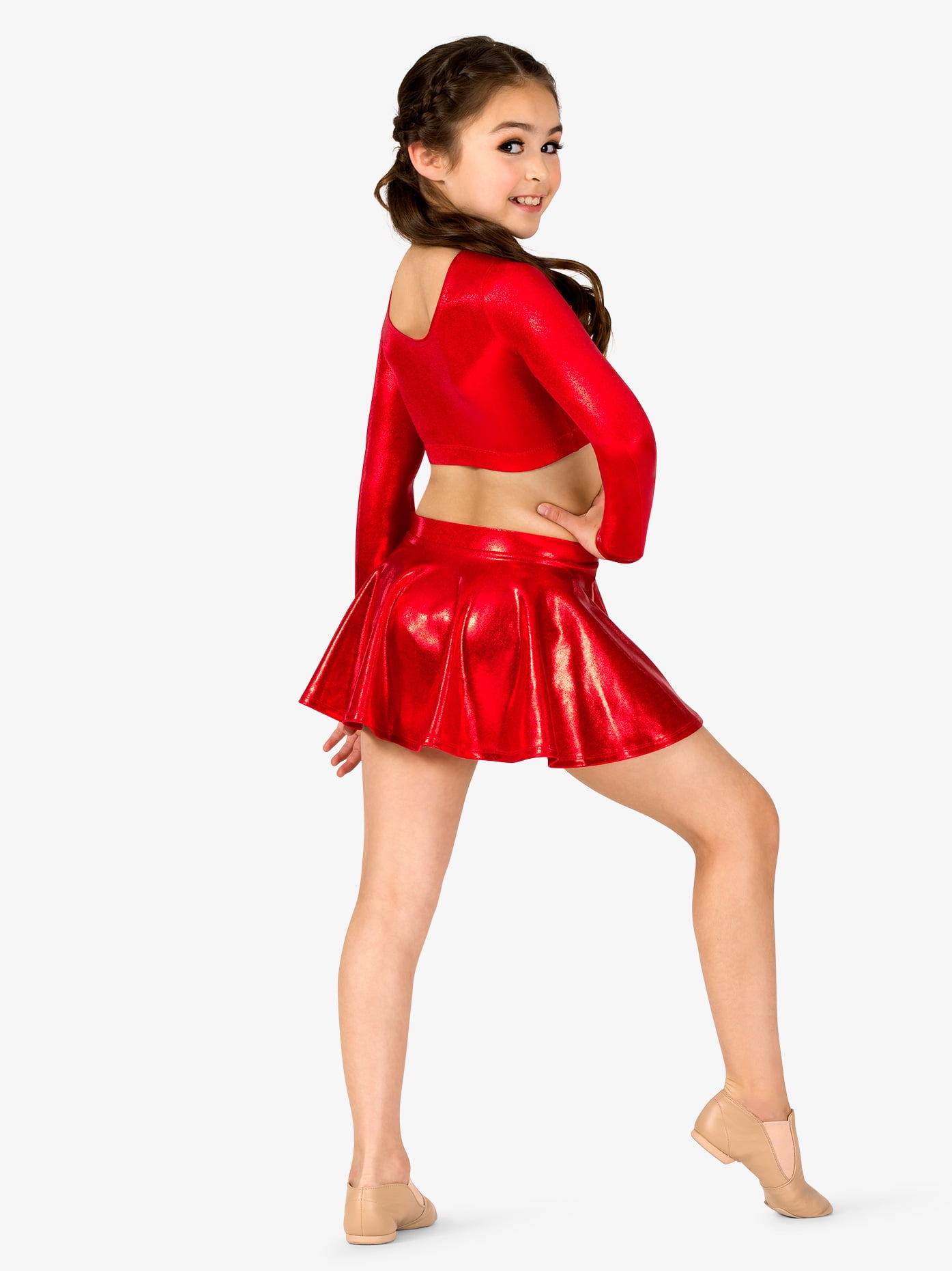 DOUBLEP Girls Metallic Skater Skirt