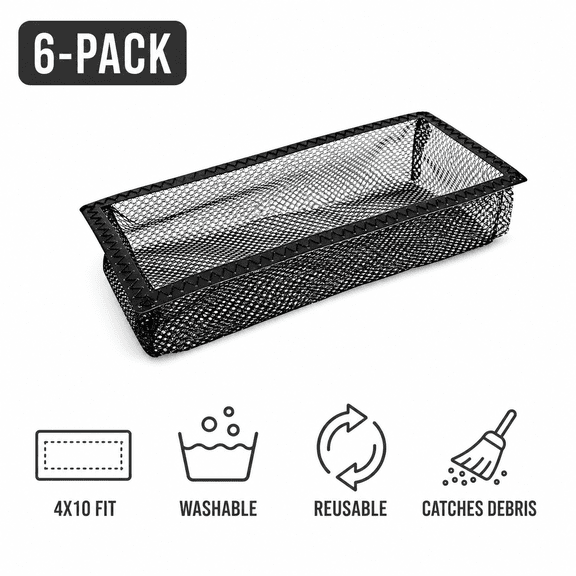 6 Pack Floor Register Vent Filters, 4x10 inch Air Vent Screen Mesh Net Catcher for Home Heating AC Floor Vents