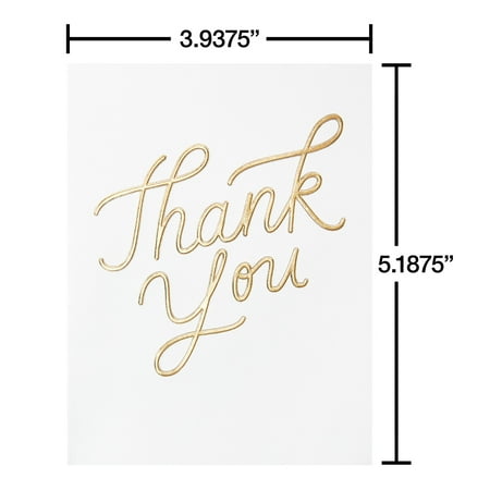 American Greetings Thank You Stationery with Envelopes, Gold Script on White (10-count)