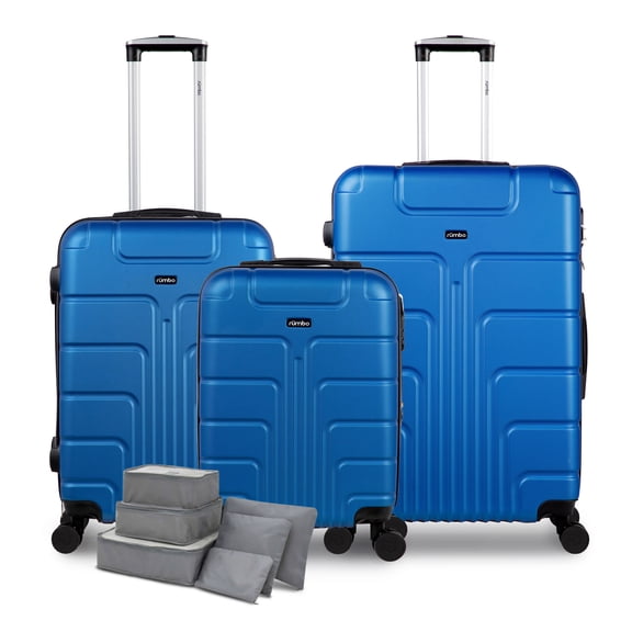 Juego de 3 Maletas de Viaje Rigidas Rumbo Azul 20 24 28 Pulgadas