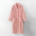 thumbnail image 2 of ZSQDM Womens Long Robe Womens Long Fleece Robe Fuzzy Cozy Warm Bathrobe Shawl Collar Spa Robe Laddies Textured House Coat Pink L, 2 of 7
