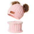 thumbnail image 3 of Conjunto de dos piezas de gorro y bufanda de invierno para niños, gorro de punto de doble bola para bebé, cálido y acolchado de terciopelo, 3 of 5