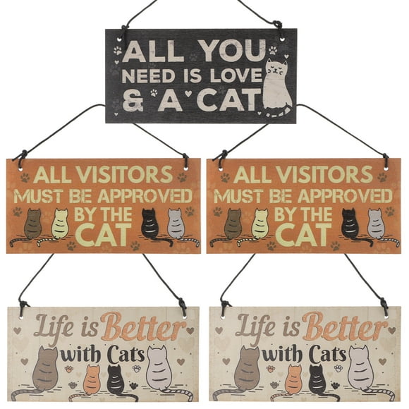 5 Pcs Pet Warning Sign Pendants Wall Wooden Hanging Boards Hanging Adornment