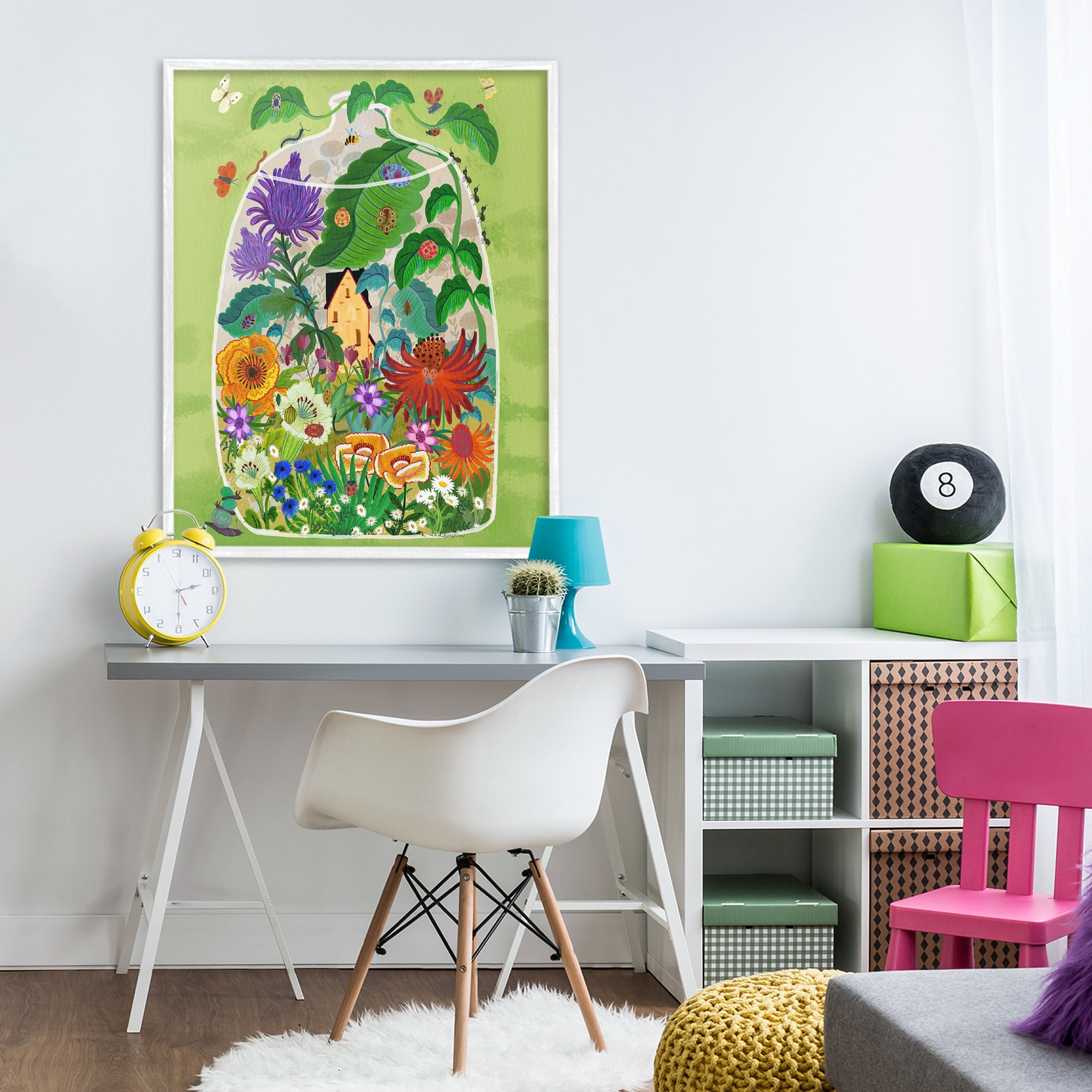 Stupell Industries Terrarium Bug Garden White Framed Giclee Art, design by Kay Widdowson