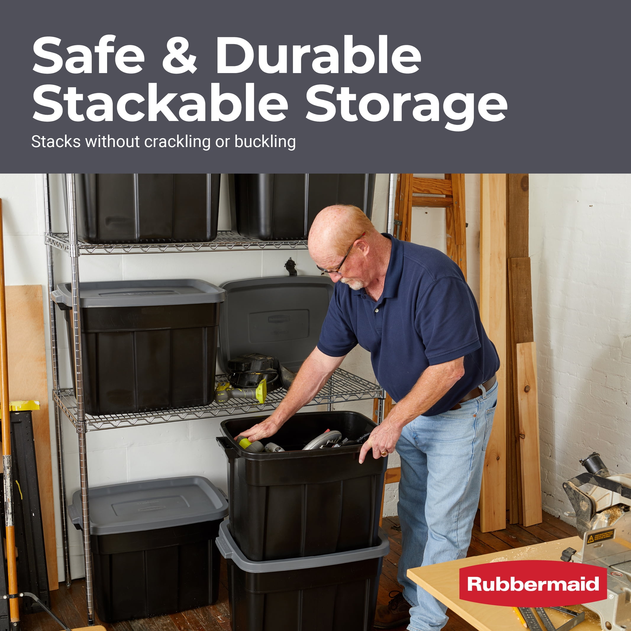 Rubbermaid Roughneck 18 Gal Storage Container Organizer, Black & Gray (6  Pack), 1 Piece - Harris Teeter