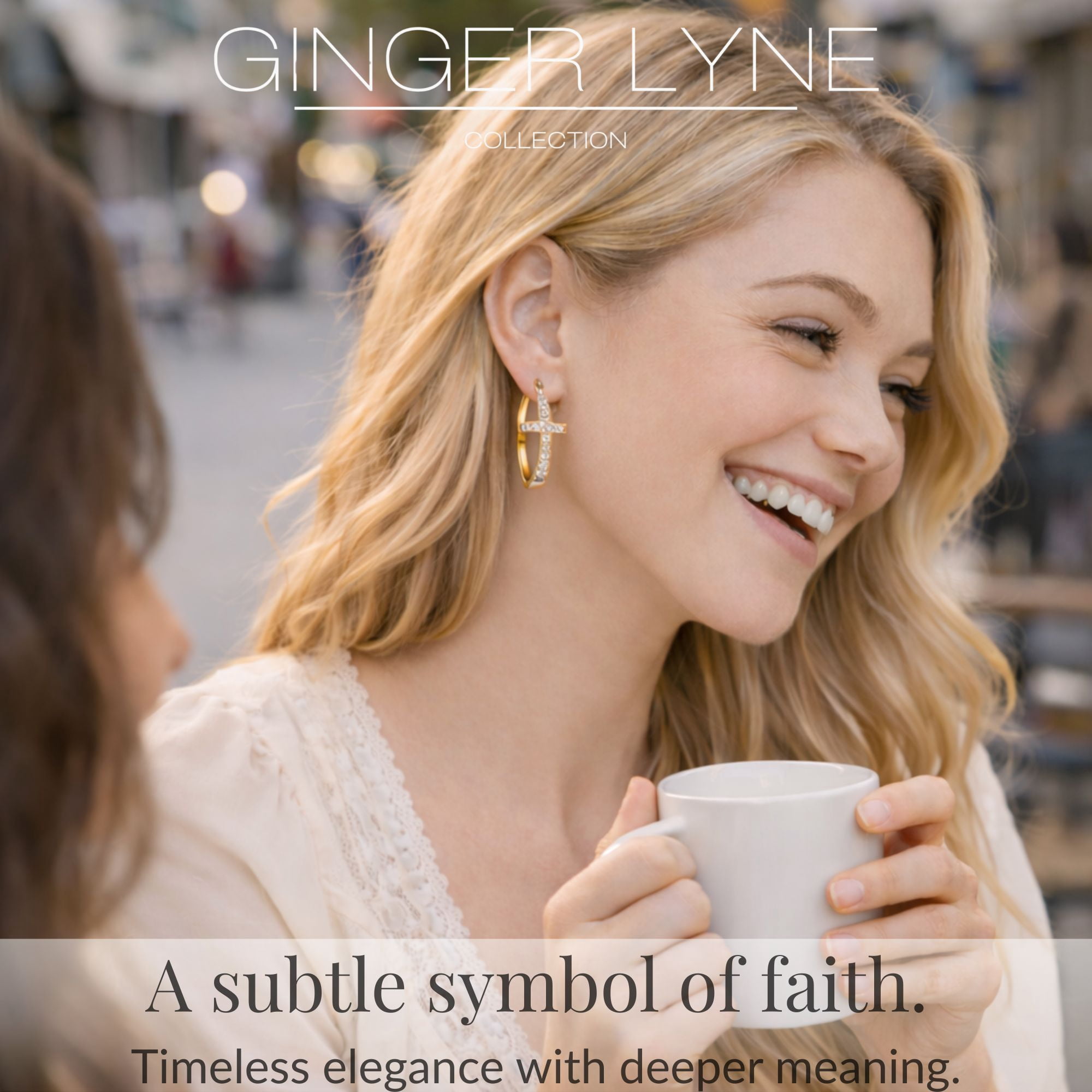 Cross Hoop Earrings for Women Cubic Zirconia Ginger Lyne Collection