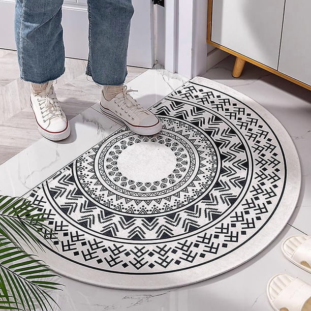 Half Round Door Mat Non-slip 40x60cm Entryway Doormat Easy Clean Rugs Indoor Outdoor Entry Decoration For Home, Garage, Patiomorocco White A 1 Pc