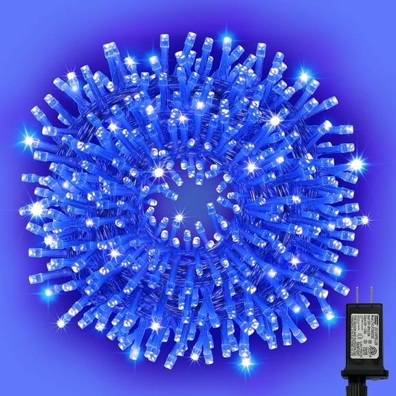 99FT 300 LED String Lights, Blue Fairy Lights Plug in, 16 Modes Transparent Blue Wire, 29V Low Voltage for Indoor Outdoor Christmas Wedding Party Decoration