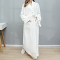 thumbnail image 2 of Homgro Women's Long Sleeve Bath Robe Fuzzy Soft Fleece Warm House Flannel Winter Sleepwear Full-length Pocket Thick White X-Large-XX-Large, 2 of 4