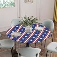 thumbnail image 5 of 4th of July Round Tablecloth for 36-44 Inch Tables,Fitted Table Cover with Elastic Edge,Independence Day Blue White Red Stripes Country Star Waterproof Outdoor Table Cloth Protector for Patio Dinner, 5 of 9